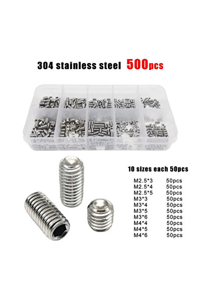 Choice 500 قطعة من الفولاذ المقاوم للصدأ 304، DIN916، برغي تثبيت سداسي الرأس،...