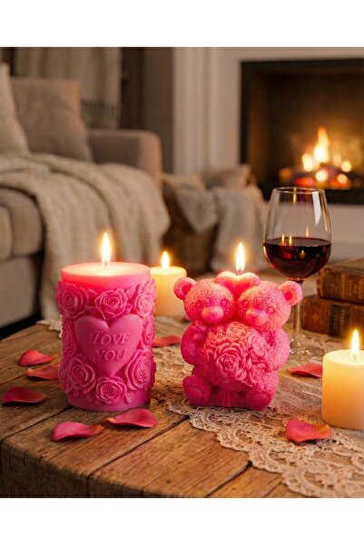 Raw Home Pembe Çilek Kokulu 2’li Mum Seti - %100 Soya Wax – Love Gül Tasarım ...