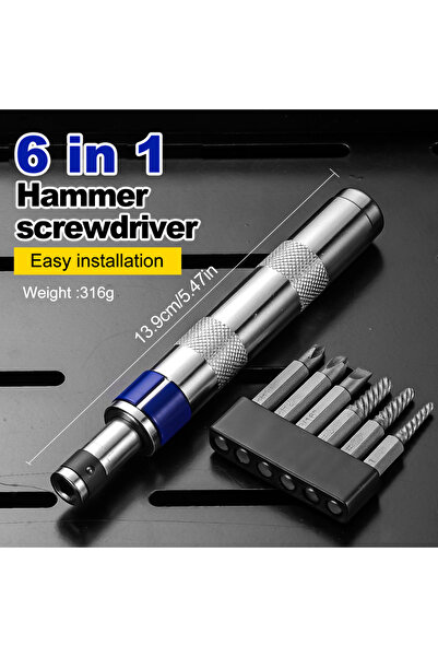 Choice مجموعة مفكات زرقاء 6 في 1، بمقبض صدمي 1/4 بوصة، لإزالة البراغي والصوام...