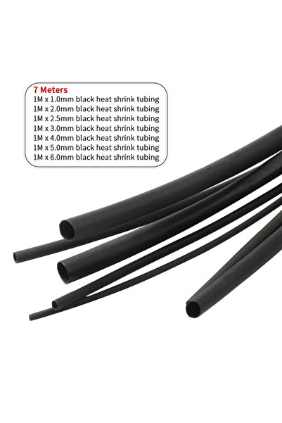 Choice 7pcs 7pcs Heat Shrink Tubing Assortment Kit 1-6mm Black Polyolefin Sle...