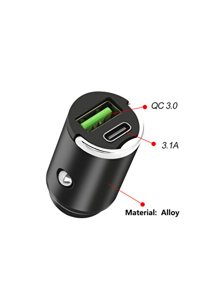 Choice1 شاحن سيارة صغير مخفي بمنفذ USB سريع الشحن، مصنوع من سبيكة معدنية، متو...