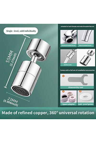 Choice1 1 رأس رش صنبور مطبخ دوار 360 درجة مع فلتر حوض غسيل مقاوم للرذاذ ومحول...