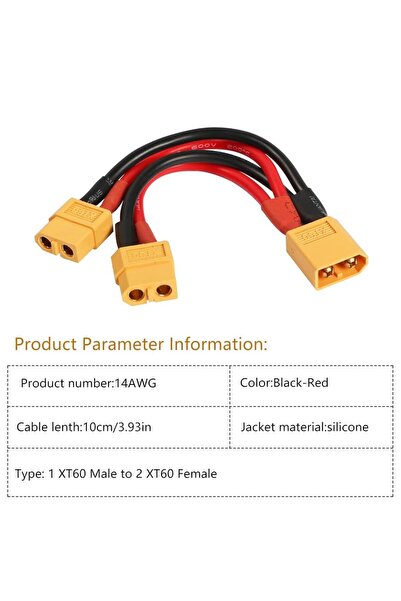 Choice كابل توصيل بطارية متوازي XT60 من ذكر إلى ذكرين، 14AWG، كابل محول مقسم ...