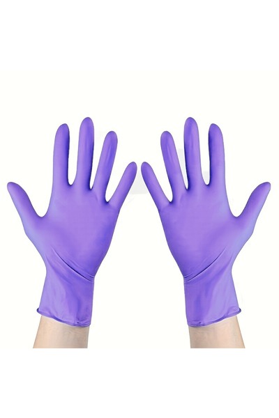 Choice31 100 قطعة من قفازات النتريل الأرجوانية للاستخدام مرة واحدة، مقاس متوس...