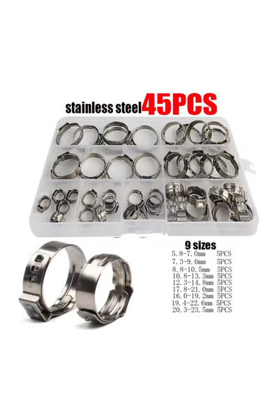 Choice3 45pcs 45/80/130pcs Stainless Steel Ear Clamps, Worm Drive Hose Clips,...