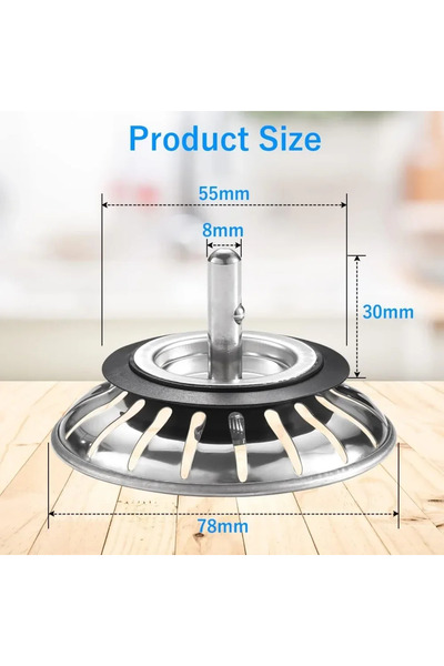 Choice فلتر حوض مطبخ فضي اللون بقطر 78 مم، فتحة بقطر 78/79/82/84 مم، مانع لتس...