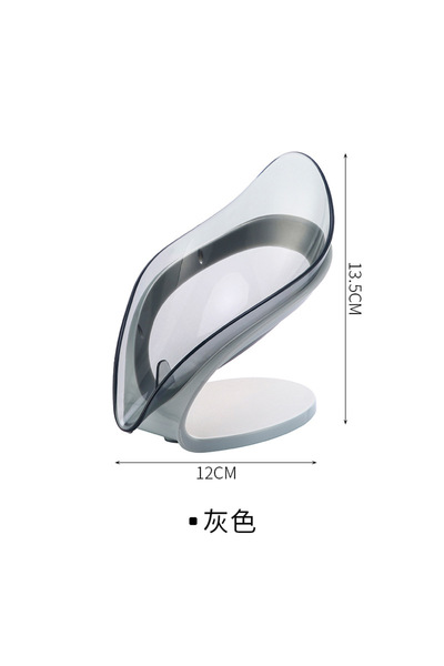Choice حامل صابون رمادي اللون، صينية صابون غير مسامية على شكل ورقة شجر، لا تت...