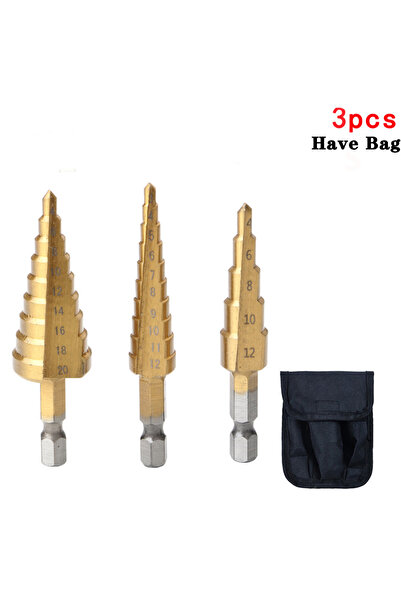 Choice3 3PCS With Bag 3Pcs HSS Straight Groove Step Drill Bit 3-12mm 4-12mm 4...