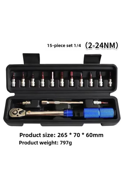 Choice DXHW111 15PCS Torque Wrench Set 1/4" 2-24nm Bi-directional Bicycle Hex...