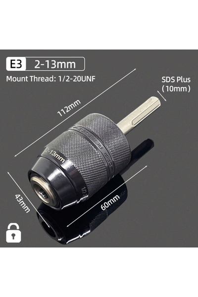 Choice17 (E3) 2-13MM Metal 1/2"-20UNF Drill Chuck 2-13MM/1.5-10MM Quick Chang...