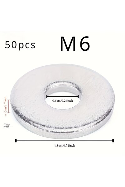 Choice1 50 قطعة M6x18x1.2 [خيار شائع] 50 قطعة من حلقات غسيل مسطحة شديدة التحم...