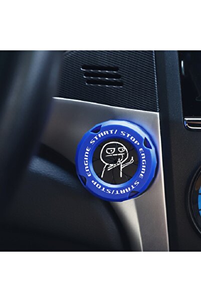 Choice غطاء مفتاح تشغيل السيارة ذو اللون الأزرق المزدوج، زر تشغيل بلمسة واحدة...
