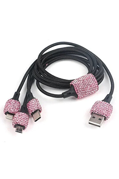Choice شاحن سيارة USB جديد من B pink، مرصع بكريستال وردي لامع، 5 فولت 2.1 أمب...