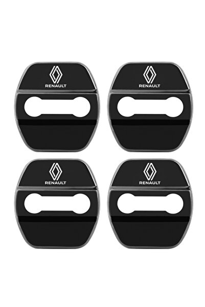 Renault غطاء قفل باب السيارة الجديد باللون الأسود، طراز 1، مزين بشعارات، مناس...