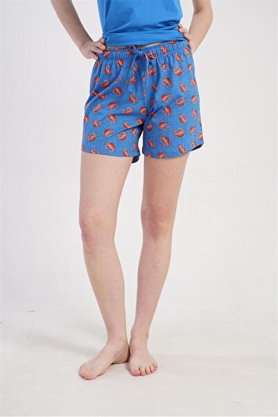 OBJE Women's Blue Crab Pattern Shorts