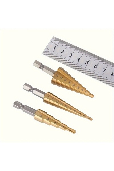 Choice 3pcs 3-Piece Titanium-Coated HSS Step Bits Set Upgrade Your Drilling C...