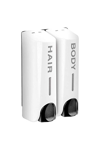 Alloet موزع شامبو للاستحمام متعدد الأغراض، أبيض اللون، برأسين، سعة 350 مل، يُ...