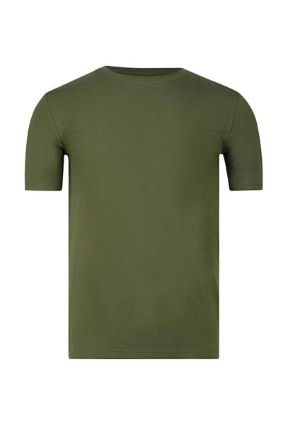 OBJE Men's Khaki Crew Neck Half Sleeve T-Shirt