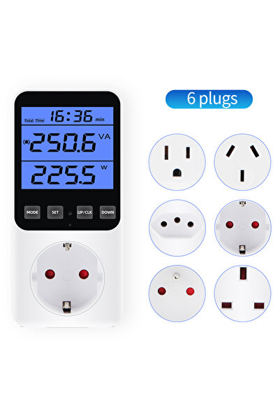 Choice7 قابس FR، إضاءة خلفية زرقاء، مقياس طاقة رقمي يعمل بتيار متردد 220 فولت...