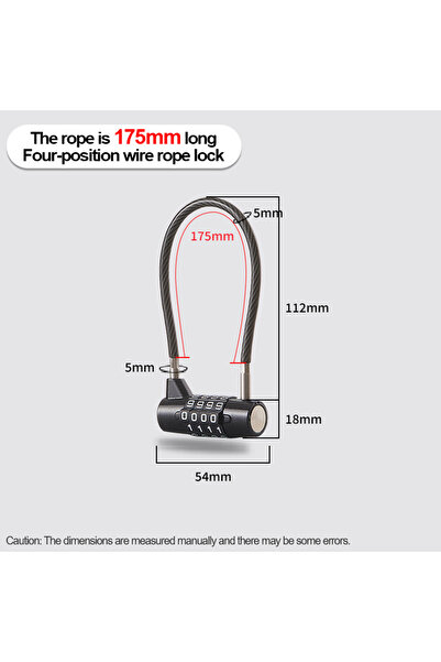 Choice قفل برقم سري 175 مم، قفل برقم سري مكون من 4 أرقام، قفل كابل مقاوم للما...