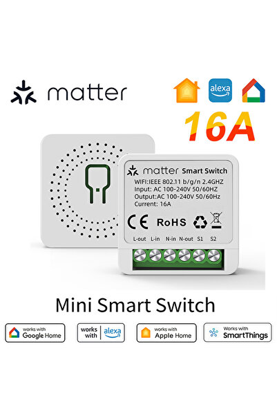Choice مفتاح ذكي من Matter WiFi 16A مفتاح إضاءة منزلي ذكي وحدة تحكم صوتية تعم...