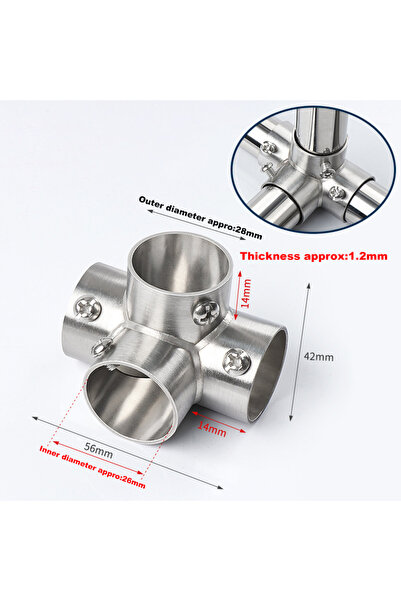 Choice6 4-Way Pipe Fitting Connector, Fit 1 Inch(25mm) OD Pipe Stainless Stee...