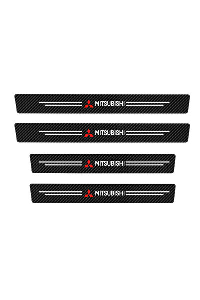 Mitsubishi black 4Pcs Car Carbon Fiber Door Threshold Protector Decal Auto Ac...