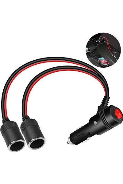 Choice محول موزع ولاعة سجائر السيارة 12 فولت 24 فولت مع مفتاح تشغيل وإيقاف 1 ...