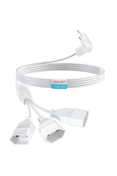 Choice كابل تمديد كهربائي أبيض بطول مترين، مزود بقابس أوروبي، من مخرج واحد إل...