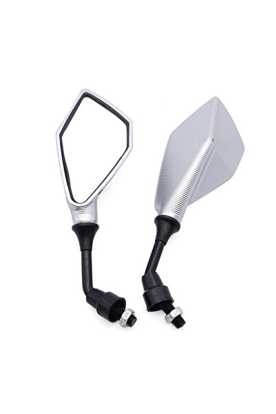 Choice4 Silver 2pcs 10mm Wide Angle Adjustable Motorcycle Rearview Mirrors Fl...