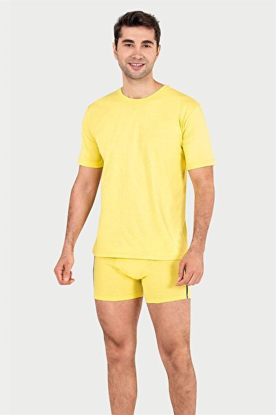 OBJE تي شيرت رجالي أصفر اللون من نوع سوبريم بنصف كم