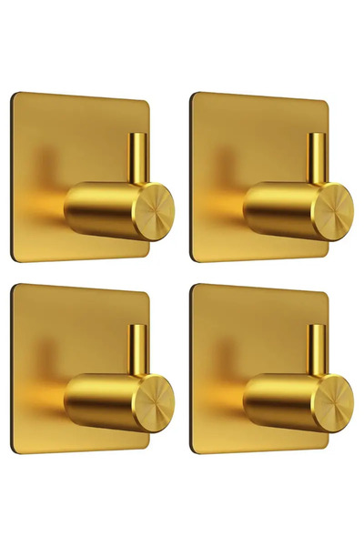 Choice golden 4pcs Self-Adhesive Towel Hooks 304 Stainless Steel Stick-On Wal...