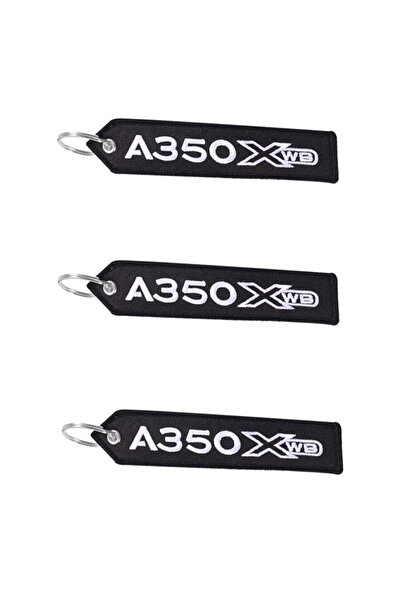 choice2 3pcs Black AIRBUS A350 Keychain Double-sided Embroidery Aviation Key ...