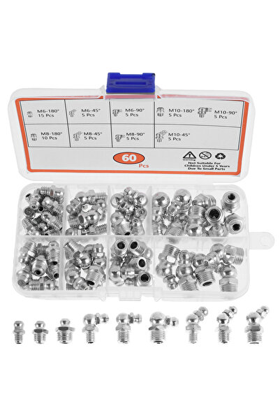 Choice مجموعة وصلات تشحيم مترية 6 بوصات، 60 قطعة أو 60/120 قطعة، مستقيمة بزاو...