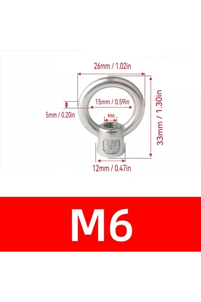 Choice4 CDM-M6-1Pcs Stainless Steel 304 Japanese Eye Nuts M6 M8 M10 M12 M16 L...