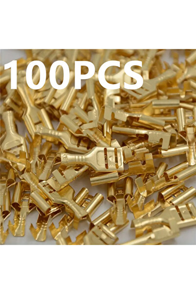 Choice 100PCS 100pcs High-quality 6.3mm Golden Brass Car Speaker Female Shove...