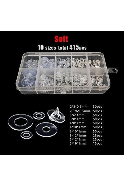 Choice soft 10 sizes 415pcs 415pcs/box Transparent Clear Flat Washer Plain Sp...