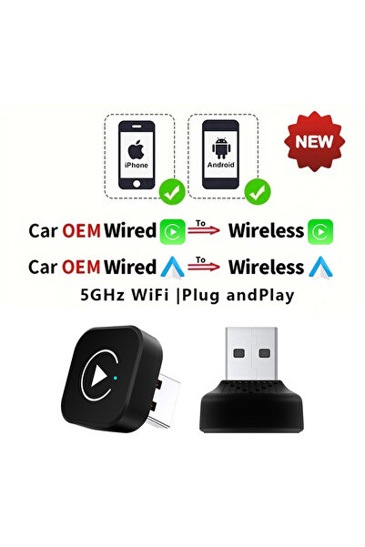 Choice صندوق صغير لاسلكي 2 في 1، محول كاربلاي 2 في 1 لأجهزة أندرويد وآيفون، م...