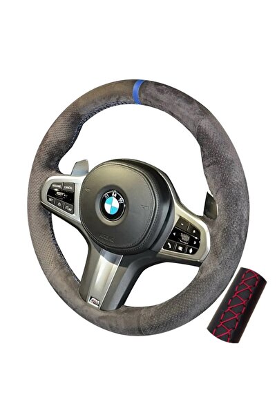 Choice غطاء عجلة قيادة سيارة مخصص بخيط أحمر، مضفر، من جلد الغزال غير القابل ل...