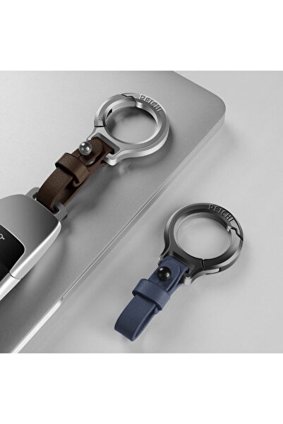 Choice7 Black Silver New zinc alloy leather key ring, suitable for men and wo...