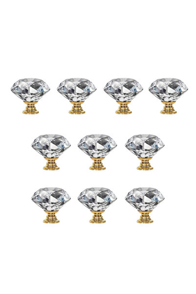 Choice1 10 قطع من مقابض الخزائن الزجاجية الكريستالية، مقاس 30 مم، على شكل ماس...