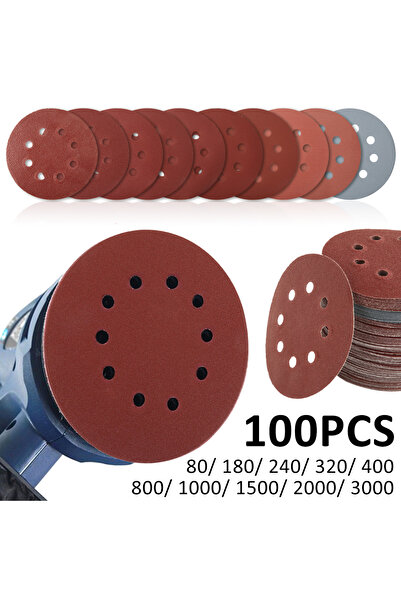 Choice 100Pcs 5inch Sandpaper 8 Hole 80Grit-3000Grit Mixed Sanding paper Roun...