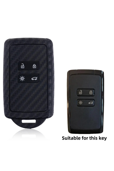 Choice غطاء مفتاح سيارة من السيليكون الأسود والكربون لسيارات رينو كوليوس، كاد...