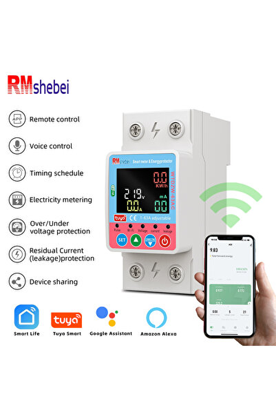 Choice قاطع دائرة ذكي يعمل بتقنية الواي فاي من RMshebei Tuya، 220 فولت، ثنائي...