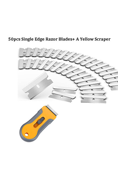 Choice 50 قطعة مع مكشطة، 50-200 قطعة من شفرات الحلاقة أحادية الحافة، مكشطة بد...