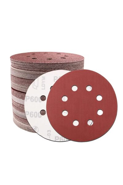 Choice29 30 قطعة من ورق الصنفرة المصنوع من الألومينا، مقاس 5 بوصات، 8 ثقوب، ح...