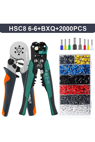 Choice6 مجموعة أدوات تجريد الأسلاك BXQ 6-6 (2000 قطعة) مع موصلات - كماشة تجعي...