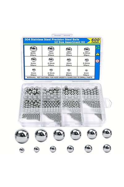 Choice 600 قطعة من كرات محامل دقيقة من الفولاذ المقاوم للصدأ، مقاس 1-8 مم متر...