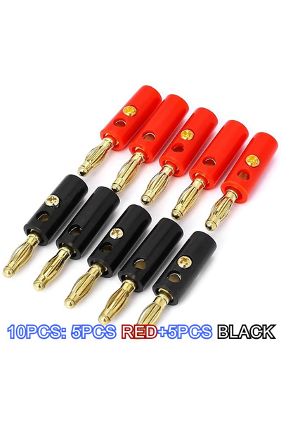 Choice 5pcs R and 5pcs B 10pcs 4mm Gold Plated Lantern Type Banana Plugs Audi...