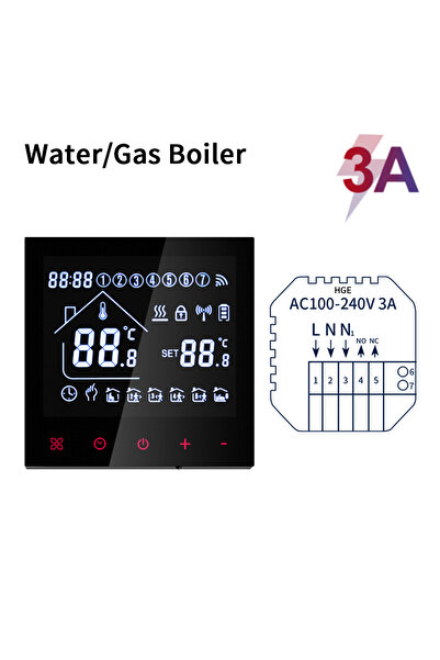 Choice غلاية غاز بدون واي فاي، ترموستات ذكي من تويا مزود بشاشة LCD تعمل باللم...